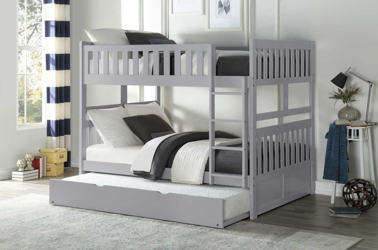 Orion Gray Full/Full Bunk Bed with Twin Trundle from Homelegance - Luna Furniture