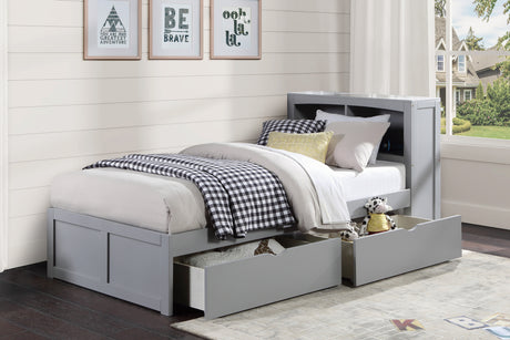 Orion Gray Twin Bookcase Bed with Storage Boxes from Homelegance - Luna Furniture