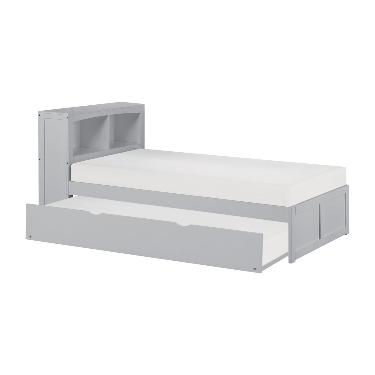 Orion Gray Twin Bookcase Bed with Twin Trundle from Homelegance - Luna Furniture