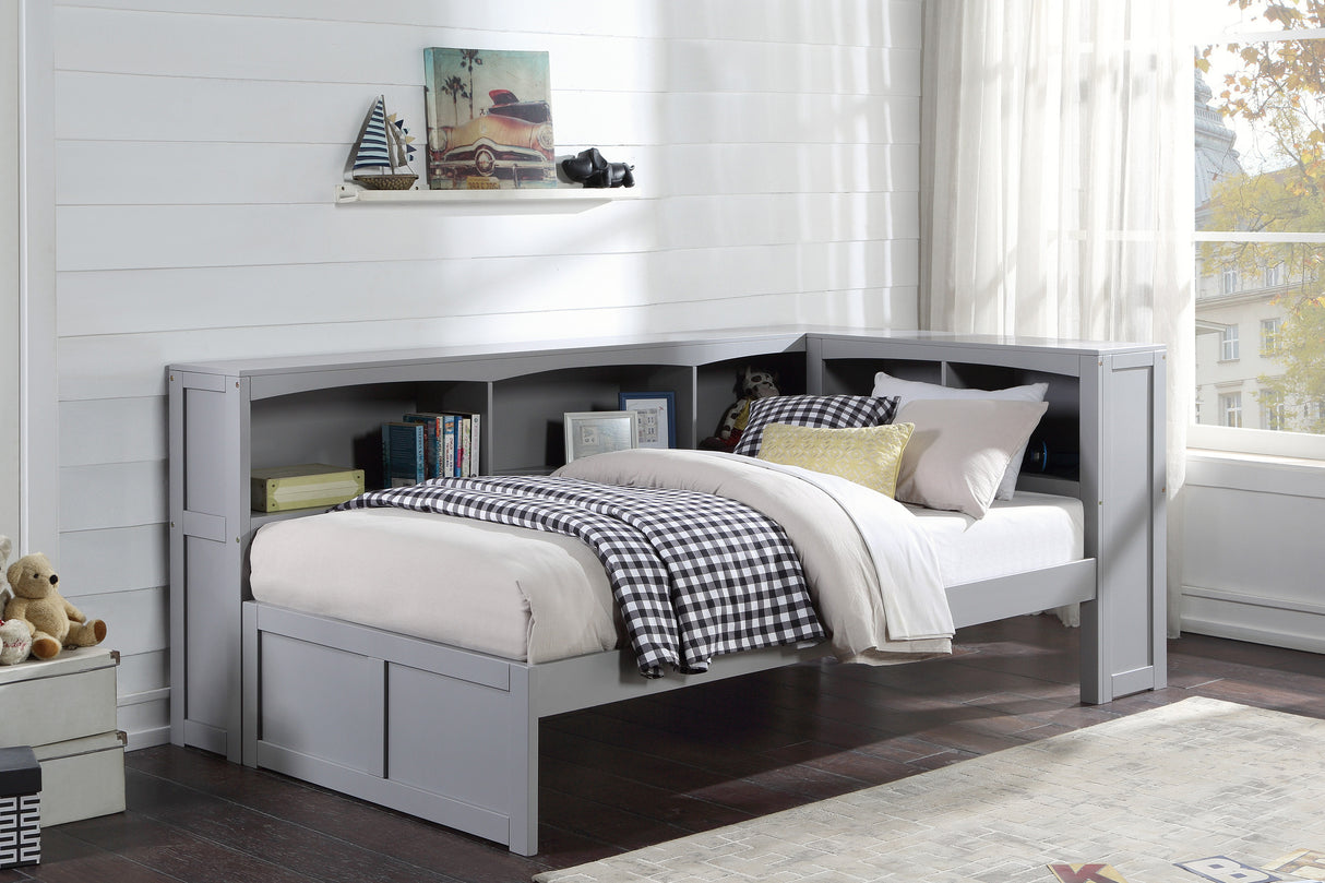 Orion Gray Twin Bookcase Corner Bed from Homelegance - Luna Furniture