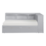 Orion Gray Twin Bookcase Corner Bed with Storage Boxes from Homelegance - Luna Furniture