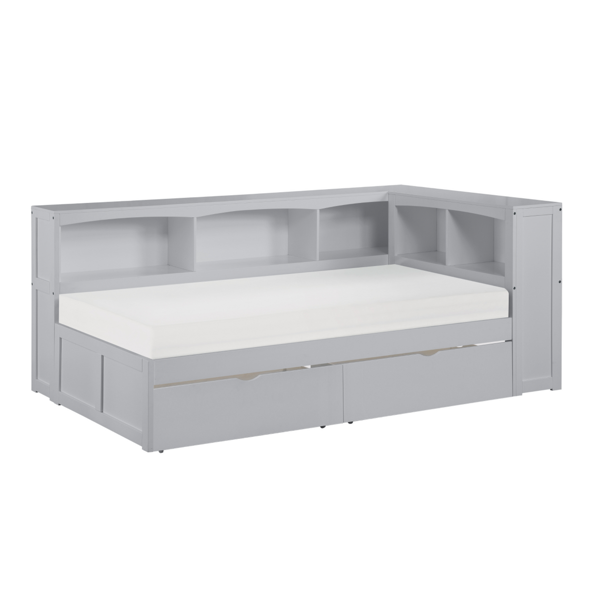 Orion Gray Twin Bookcase Corner Bed with Storage Boxes from Homelegance - Luna Furniture