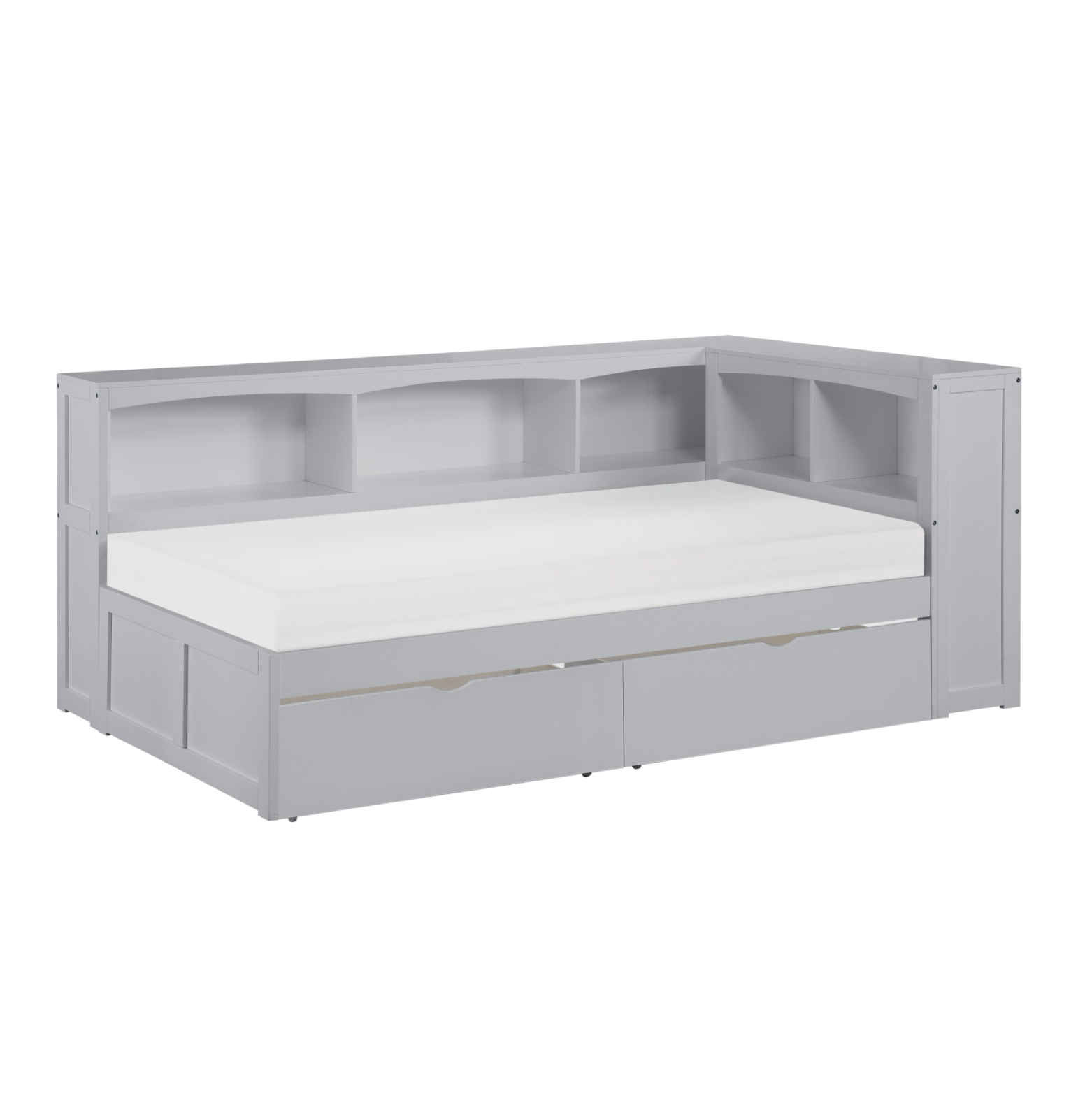 Orion Gray Twin Bookcase Corner Bed with Storage Boxes from Homelegance - Luna Furniture