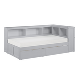 Orion Gray Twin Bookcase Corner Bed with Storage Boxes from Homelegance - Luna Furniture