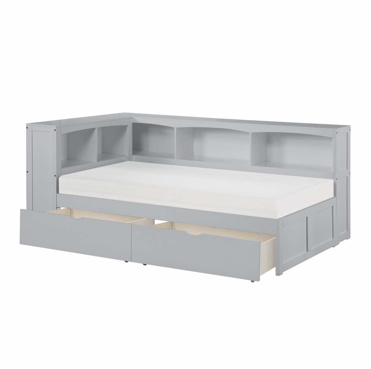Orion Gray Twin Bookcase Corner Bed with Storage Boxes from Homelegance - Luna Furniture