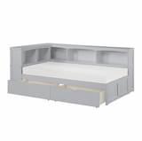 Orion Gray Twin Bookcase Corner Bed with Storage Boxes from Homelegance - Luna Furniture