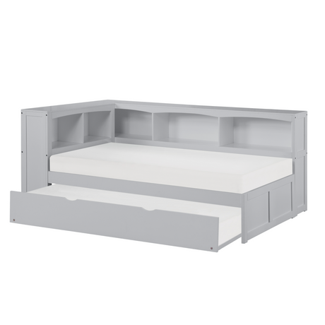 Orion Gray Twin Bookcase Corner Bed with Twin Trundle from Homelegance - Luna Furniture