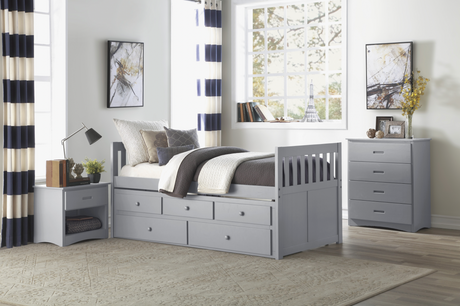 Orion Gray Twin Captains Trundle Bed from Homelegance - Luna Furniture