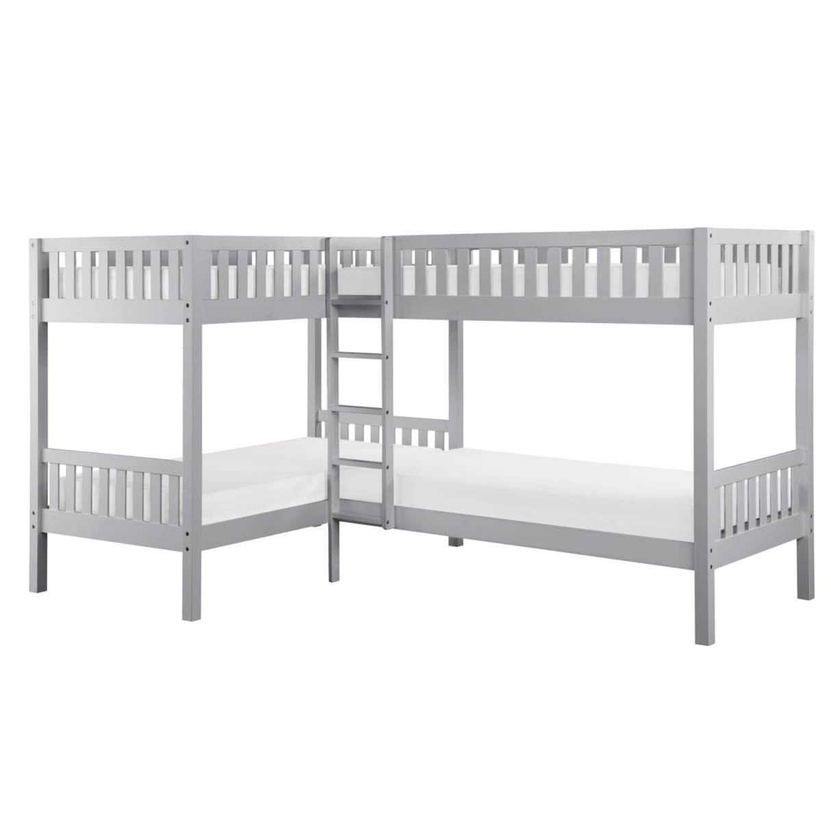 Orion Gray Twin Corner Bunk Bed from Homelegance - Luna Furniture