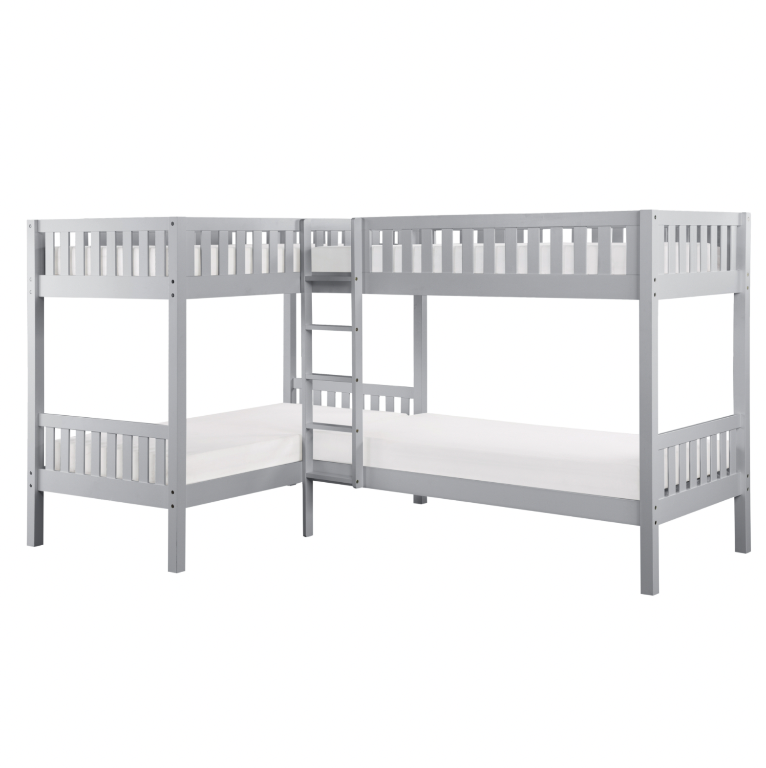 Orion Gray Twin Corner Bunk Bed from Homelegance - Luna Furniture