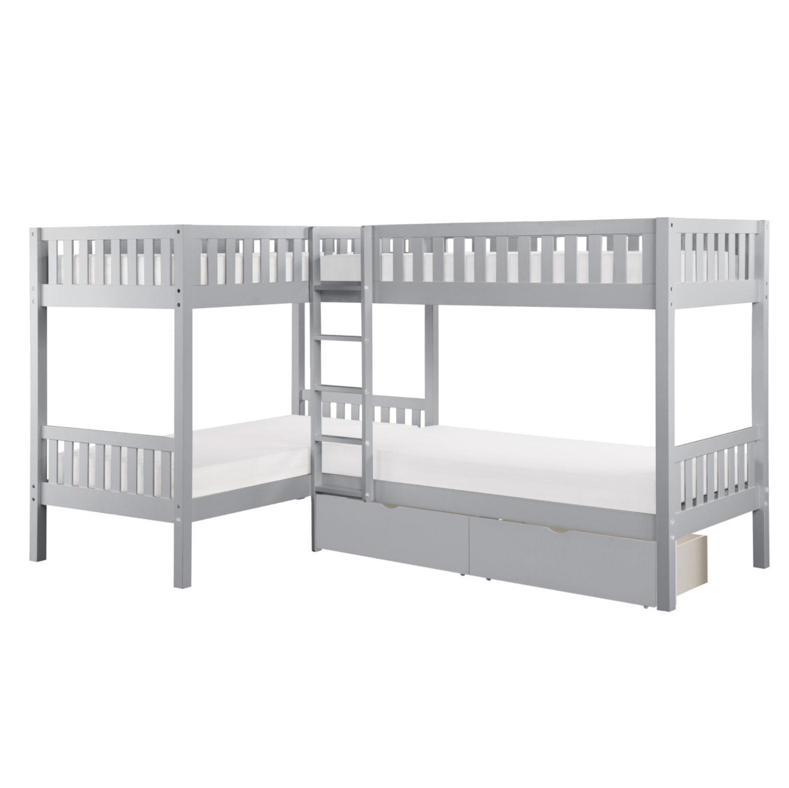 Orion Gray Twin Corner Bunk Bed with Storage Boxes from Homelegance - Luna Furniture