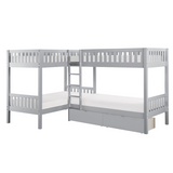 Orion Gray Twin Corner Bunk Bed with Storage Boxes from Homelegance - Luna Furniture
