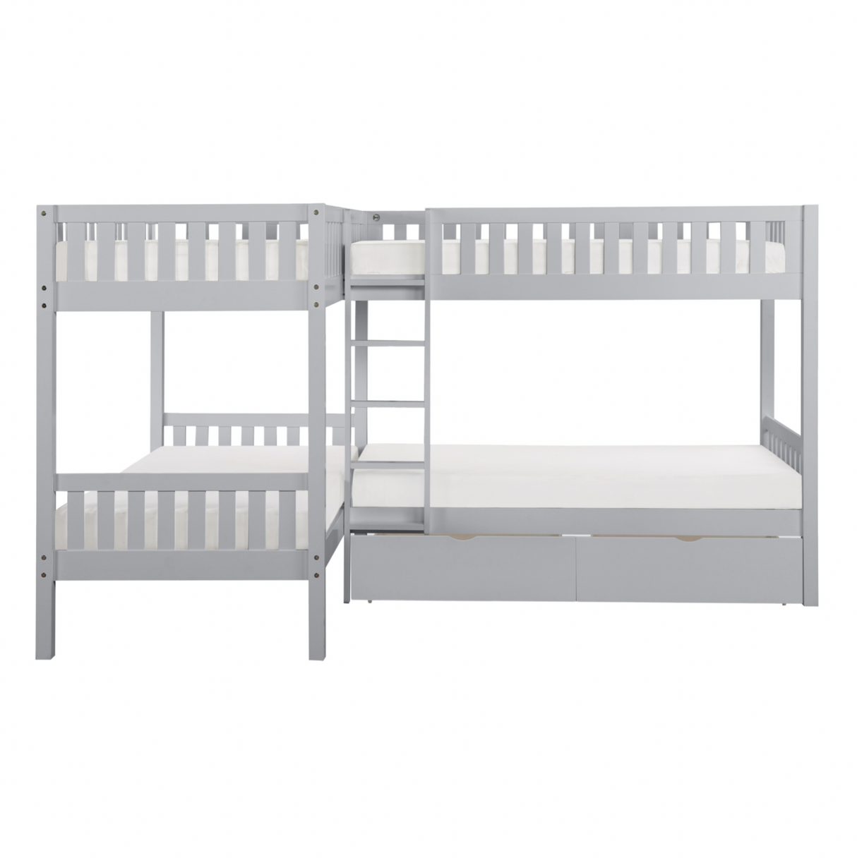 Orion Gray Twin Corner Bunk Bed with Storage Boxes from Homelegance - Luna Furniture