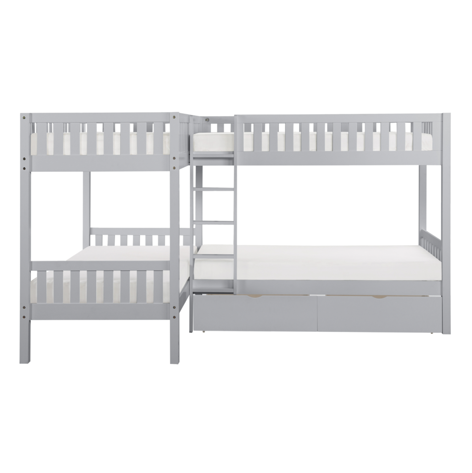 Orion Gray Twin Corner Bunk Bed with Storage Boxes from Homelegance - Luna Furniture