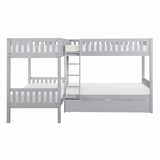 Orion Gray Twin Corner Bunk Bed with Storage Boxes from Homelegance - Luna Furniture