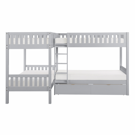 Orion Gray Twin Corner Bunk Bed with Storage Boxes from Homelegance - Luna Furniture