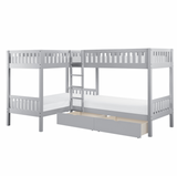 Orion Gray Twin Corner Bunk Bed with Storage Boxes from Homelegance - Luna Furniture
