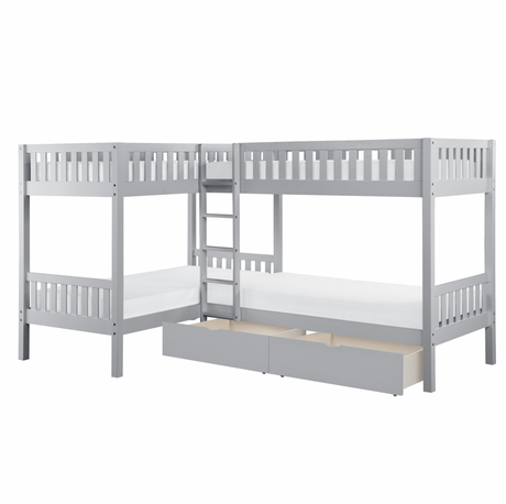 Orion Gray Twin Corner Bunk Bed with Storage Boxes from Homelegance - Luna Furniture