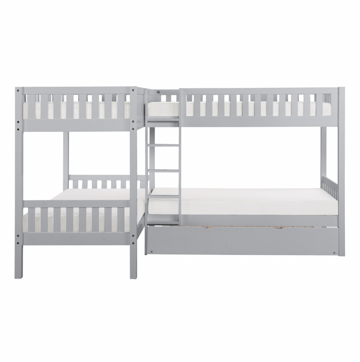 Orion Gray Twin Corner Bunk Bed with Twin Trundle from Homelegance - Luna Furniture