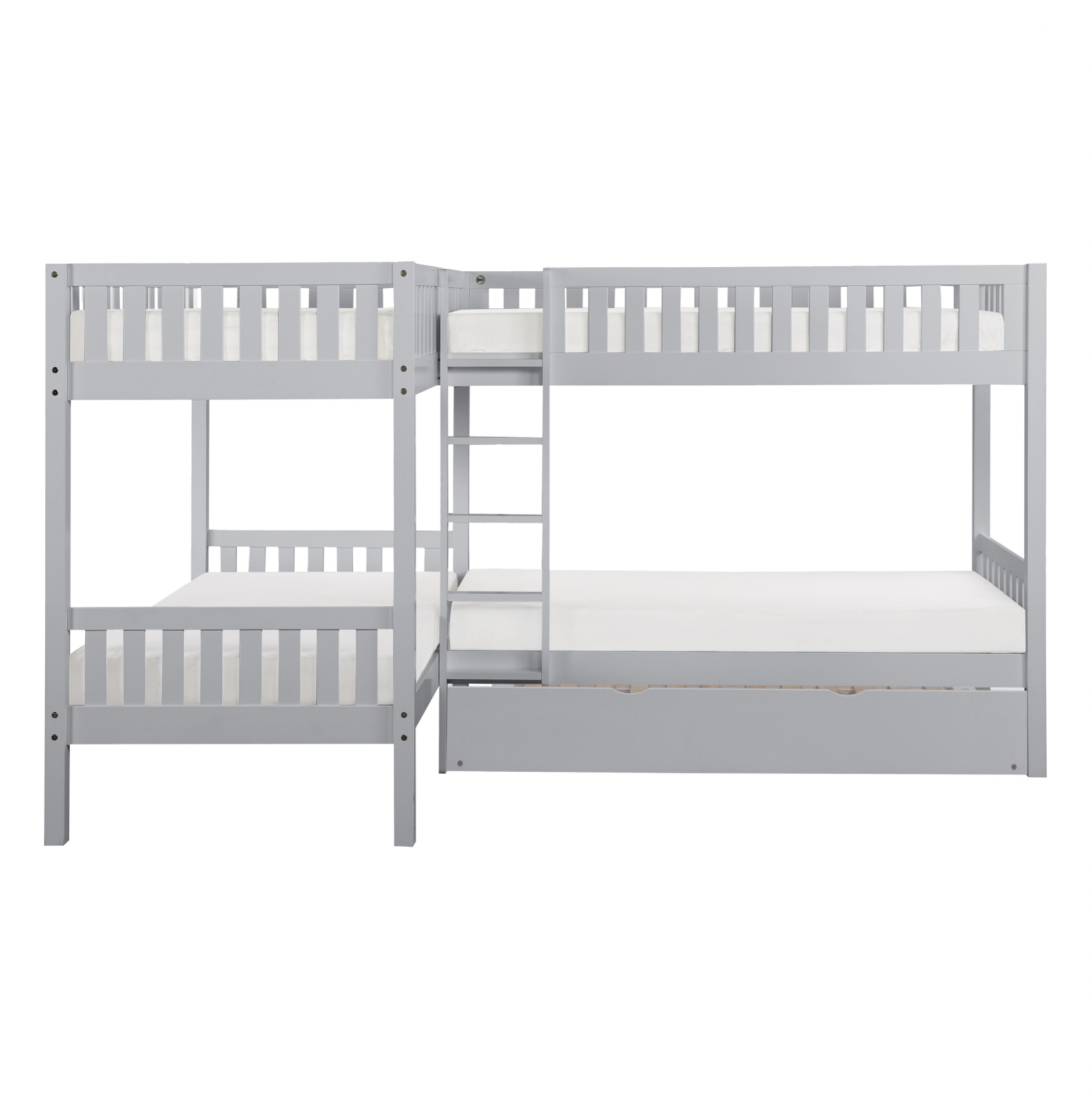 Orion Gray Twin Corner Bunk Bed with Twin Trundle from Homelegance - Luna Furniture