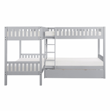 Orion Gray Twin Corner Bunk Bed with Twin Trundle from Homelegance - Luna Furniture