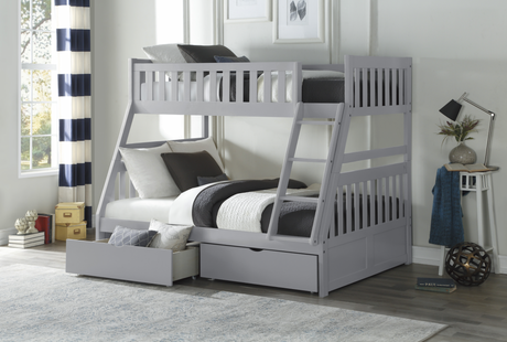 Orion Gray Twin/Full Bunk Bed with Storage Boxes from Homelegance - Luna Furniture