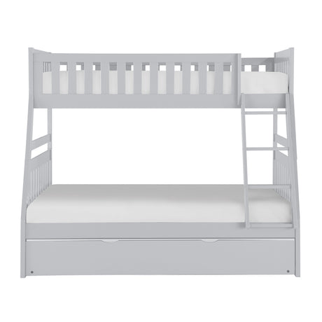 Orion Gray Twin/Full Bunk Bed with Twin Trundle from Homelegance - Luna Furniture