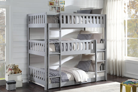 Orion Gray Twin Triple Bunk Bed from Homelegance - Luna Furniture