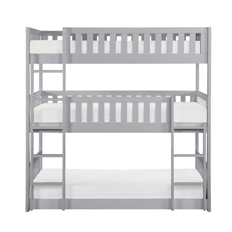 Orion Gray Twin Triple Bunk Bed from Homelegance - Luna Furniture