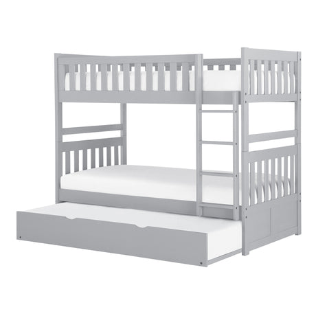 Orion Gray Twin/Twin Bunk Bed with Twin Trundle from Homelegance - Luna Furniture