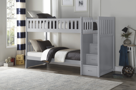 Orion Gray Twin/Twin Step Bunk Bed from Homelegance - Luna Furniture