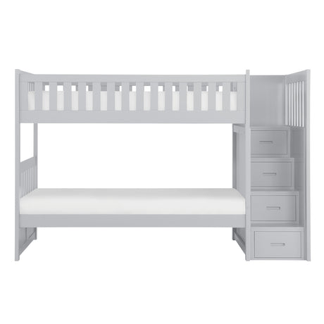 Orion Gray Twin/Twin Step Bunk Bed from Homelegance - Luna Furniture