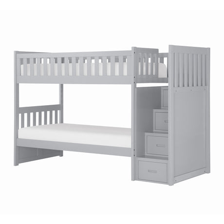 Orion Gray Twin/Twin Step Bunk Bed from Homelegance - Luna Furniture
