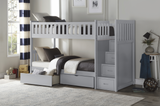 Orion Gray Twin/Twin Step Bunk Bed with Storage Boxes from Homelegance - Luna Furniture