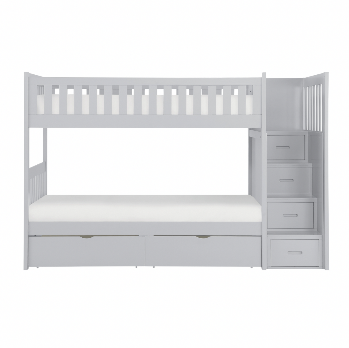 Orion Gray Twin/Twin Step Bunk Bed with Storage Boxes from Homelegance - Luna Furniture