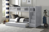 Orion Gray Twin/Twin Step Bunk Bed with Twin Trundle from Homelegance - Luna Furniture