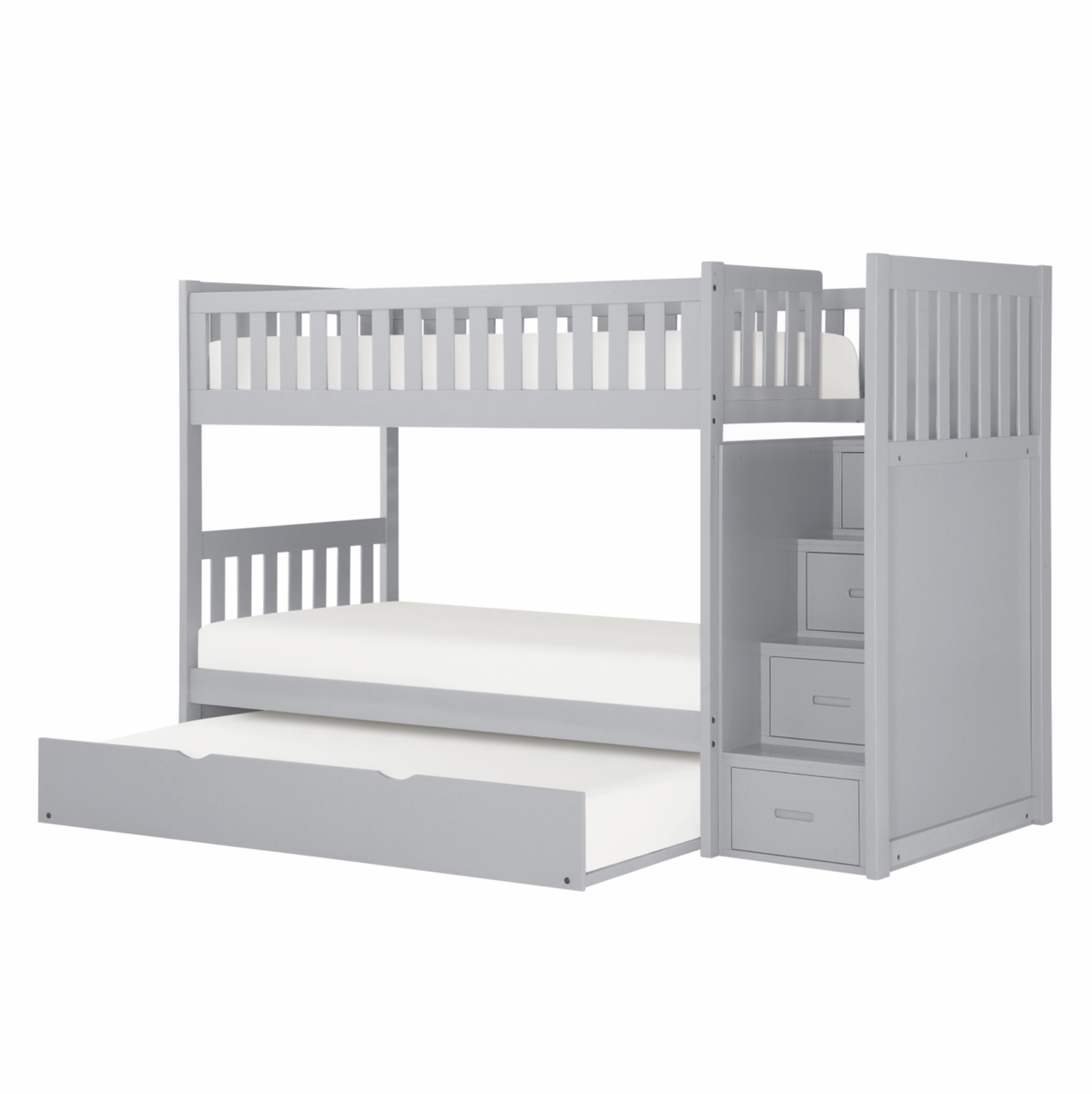 Orion Gray Twin/Twin Step Bunk Bed with Twin Trundle from Homelegance - Luna Furniture