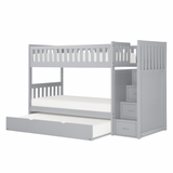 Orion Gray Twin/Twin Step Bunk Bed with Twin Trundle from Homelegance - Luna Furniture