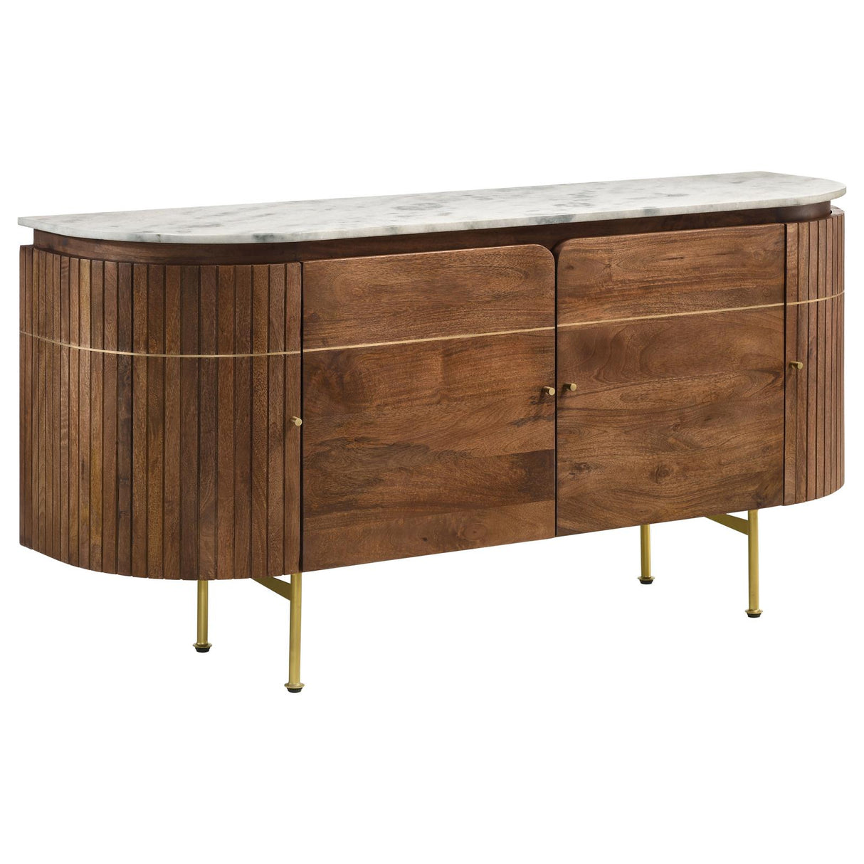 Ortega White and Natural 4-Door Marble Top Dining Sideboard Server from Coaster - Luna Furniture