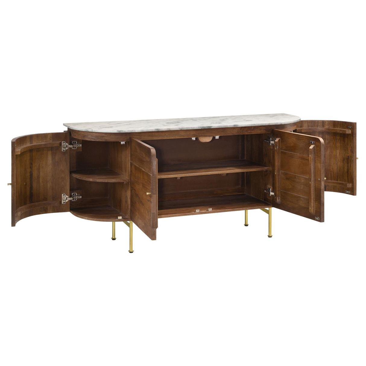 Ortega White and Natural 4-Door Marble Top Dining Sideboard Server from Coaster - Luna Furniture