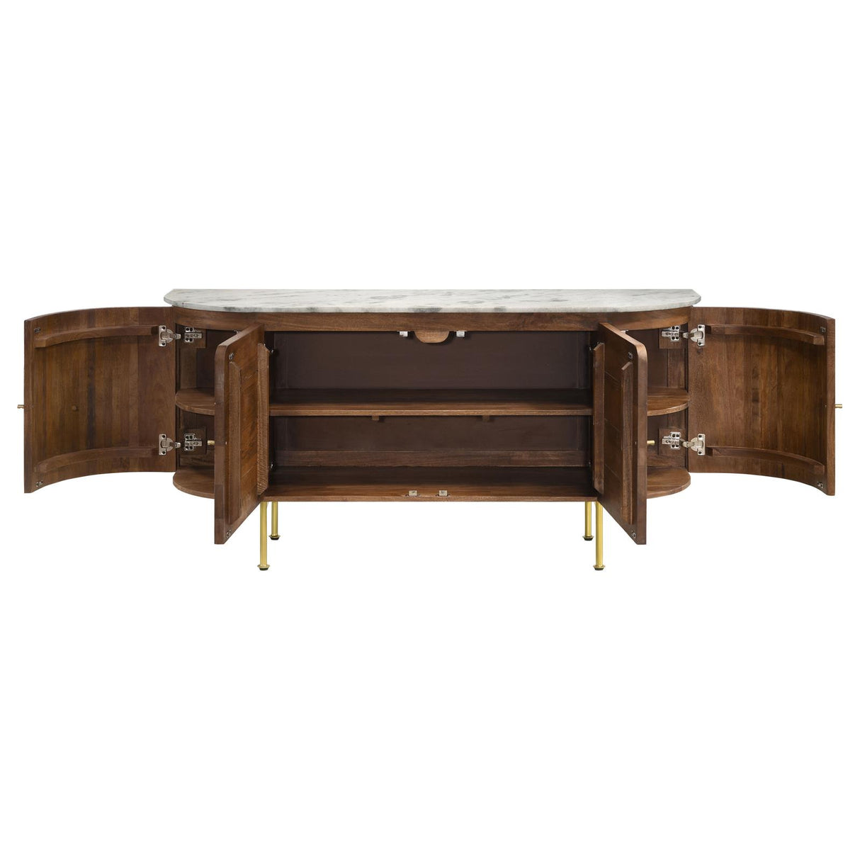 Ortega White and Natural 4-Door Marble Top Dining Sideboard Server from Coaster - Luna Furniture