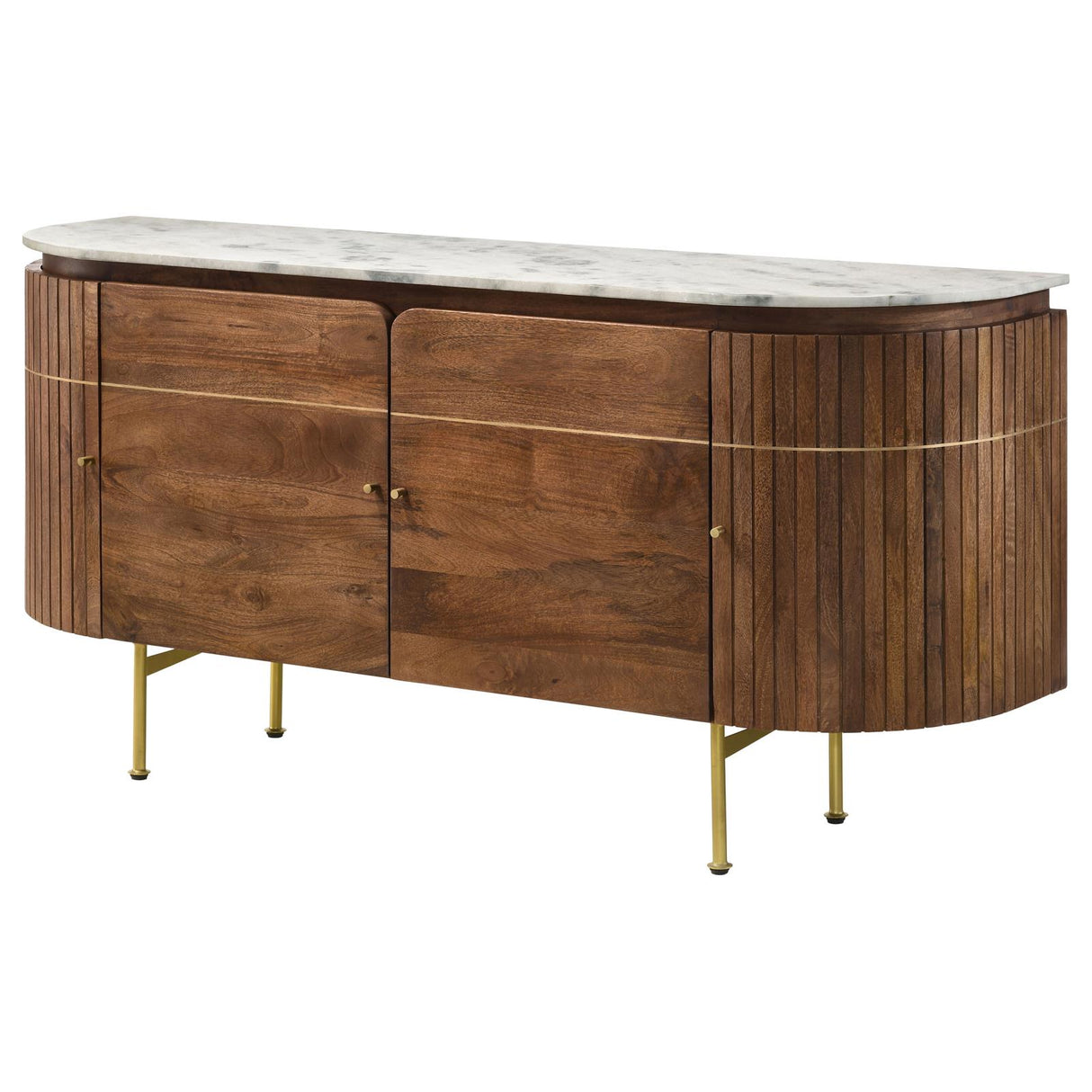 Ortega White and Natural 4-Door Marble Top Dining Sideboard Server from Coaster - Luna Furniture
