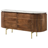 Ortega White and Natural 4-Door Marble Top Dining Sideboard Server from Coaster - Luna Furniture