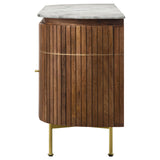 Ortega White and Natural 4-Door Marble Top Dining Sideboard Server from Coaster - Luna Furniture