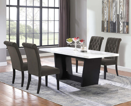 Osborne Brown and White 5-Piece Rectangular Marble Top Dining Set from Coaster - Luna Furniture