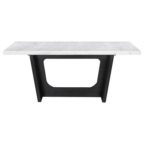 Osborne Espresso and White Trestle Base Marble Top Dining Table from Coaster - Luna Furniture