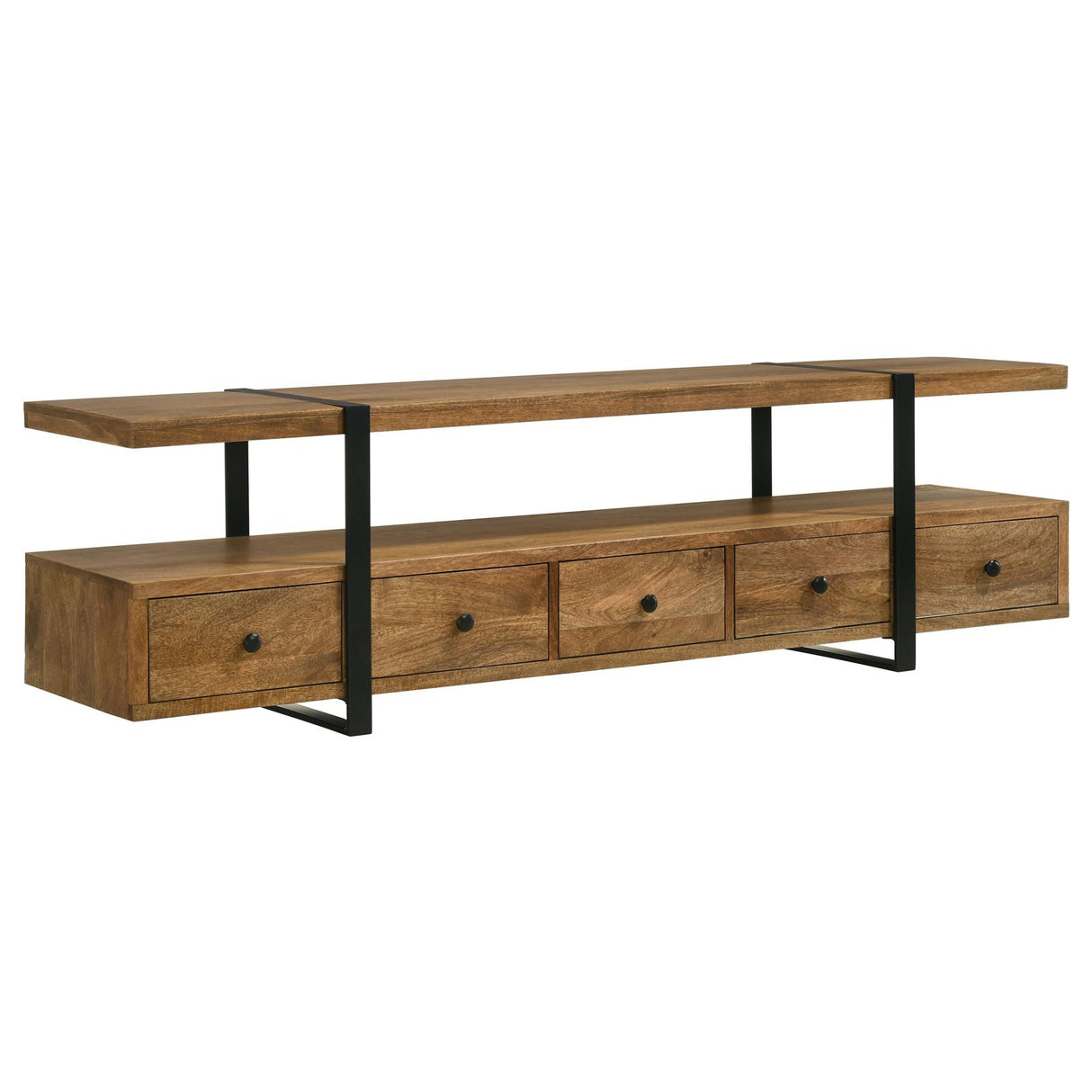 Otto Brown and Gunmetal 4-Drawer Solid Wood 70" TV Stand from Coaster - Luna Furniture