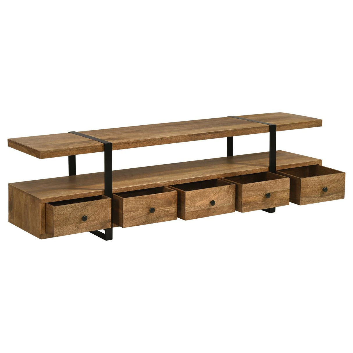 Otto Brown and Gunmetal 4-Drawer Solid Wood 70" TV Stand from Coaster - Luna Furniture
