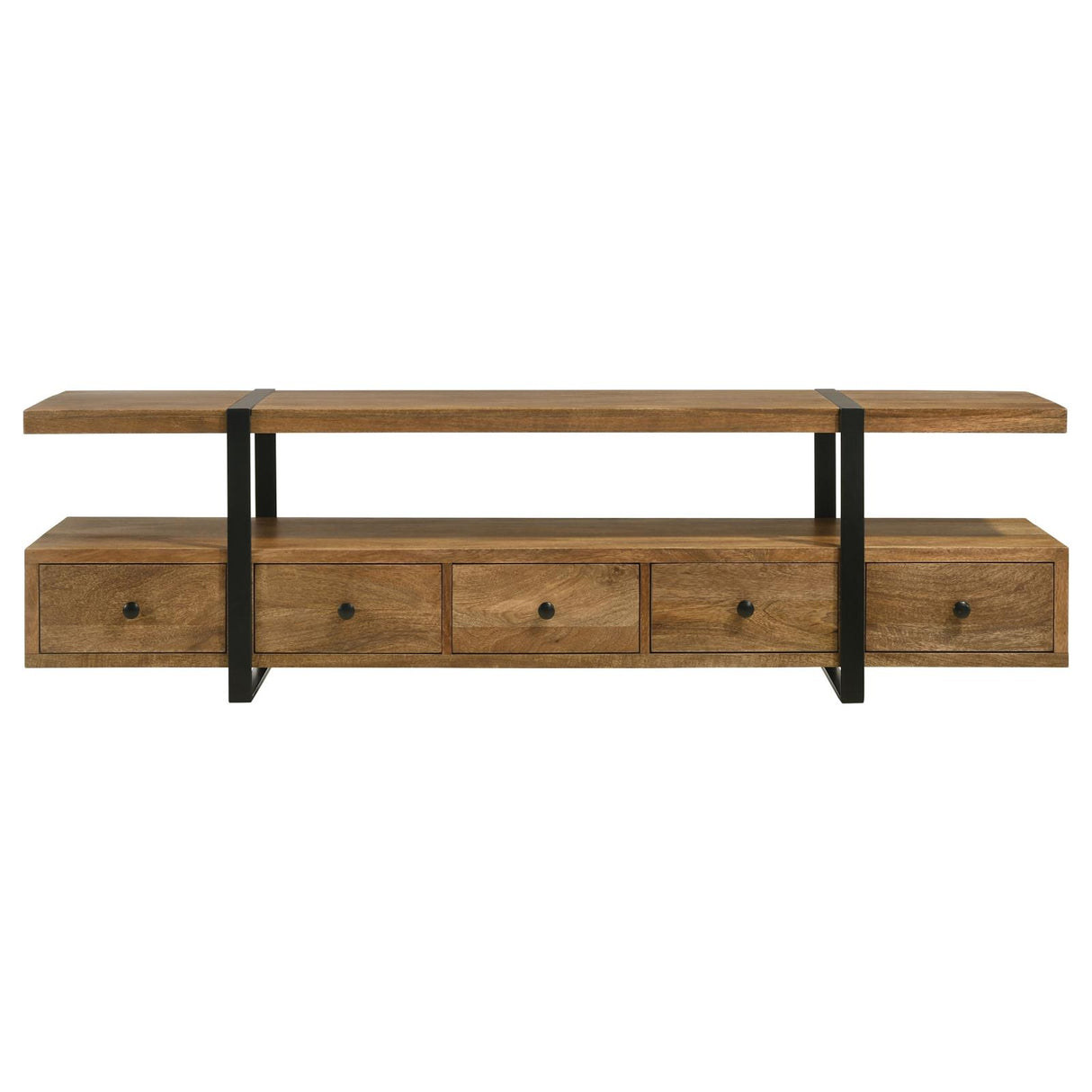 Otto Brown and Gunmetal 4-Drawer Solid Wood 70" TV Stand from Coaster - Luna Furniture