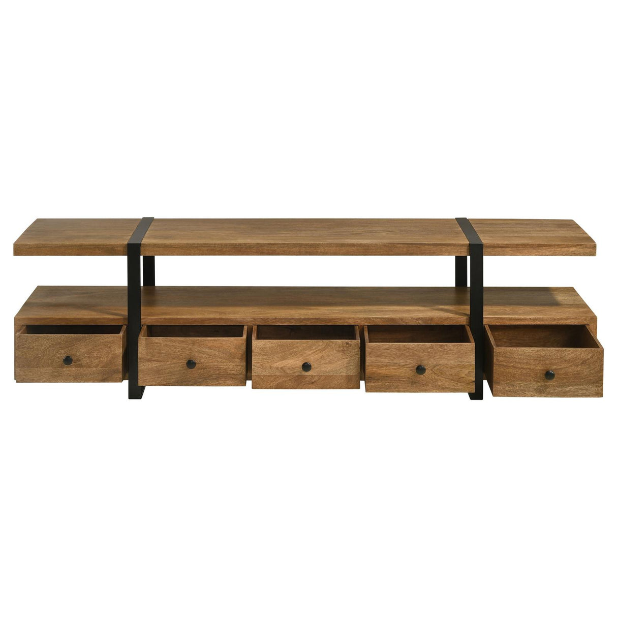 Otto Brown and Gunmetal 4-Drawer Solid Wood 70" TV Stand from Coaster - Luna Furniture